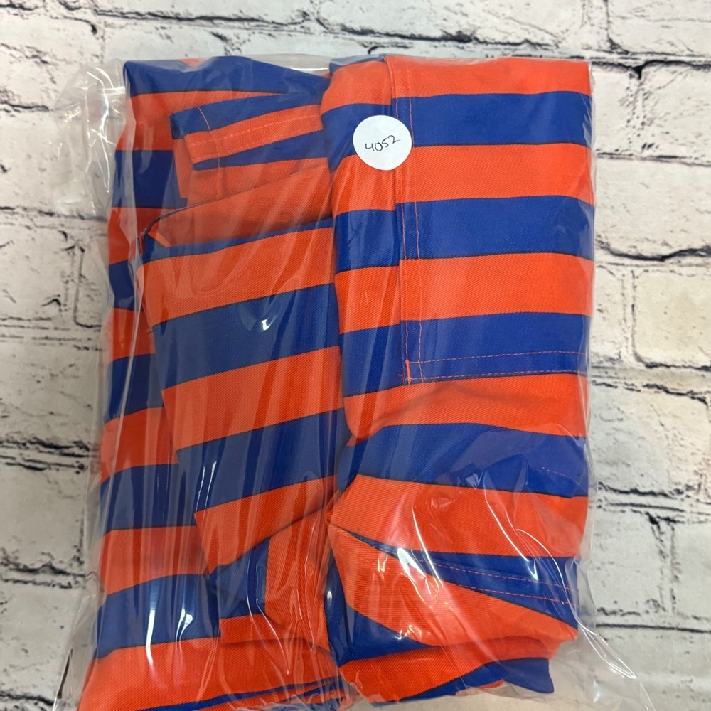Game Bibs Orange Blue Striped Overalls Unisex Small Gameday Tailgate Cotton Bibs - Picture 9 of 9